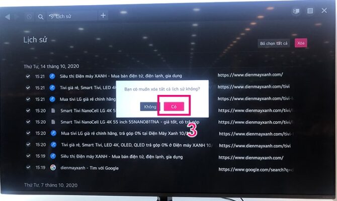 Hướng dẫn cách xoá lịch sử duyệt web trên Smart tivi LG