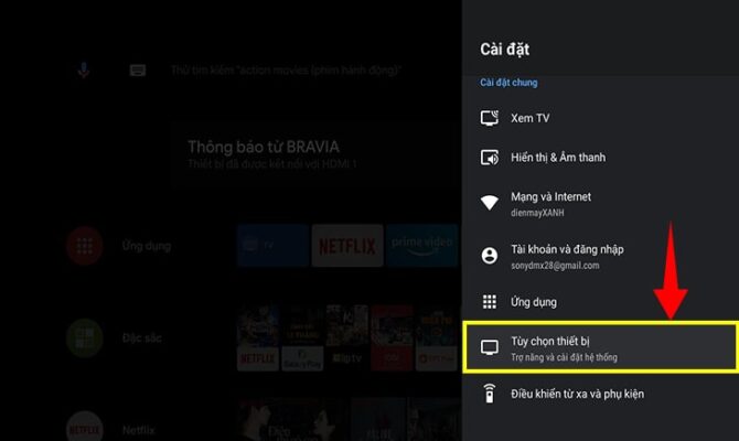 Bạn vào phần “Tùy chọn thiết bị".