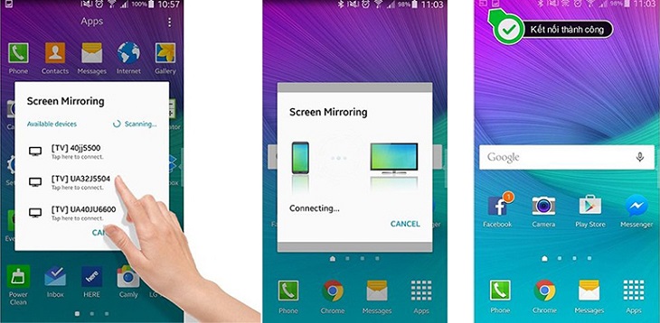 Chiếu màn hình điện thoại qua Screen Mirroring