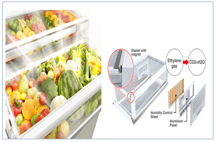 Ngăn rau quả Aero-care với chất xúc tác Platinum