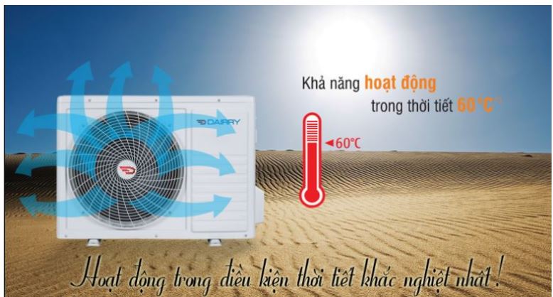 Điều hòa Dairry DR12-KH 12000BTU 2 chiều 7 7. Điều hòa 2 chiều DR12-KH hoạt đông bền bỉ bất chấp điều kiện thời tiết khắc nghiệt