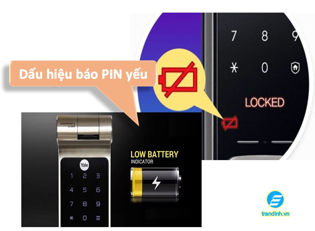 khóa vân tay mất điện, hết pin, yếu pin, chết pin 2 Dấu hiệu nhận biết khoá vân tay yếu pin, hết pin