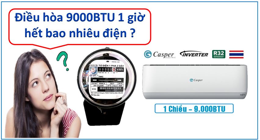 4. Điều hòa 9000btu 1 giờ hết bao nhiêu điện