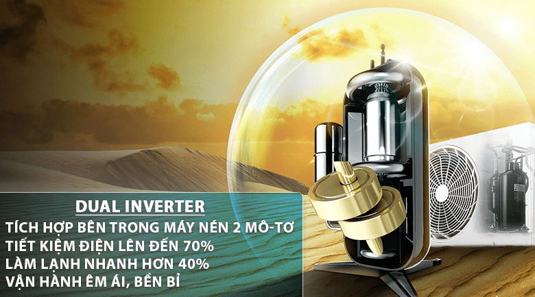 6. Công nghệ Dual Cool Inverter trên máy lạnh LG V10APH1 giúp tiết kiệm điện năng hiệu quả