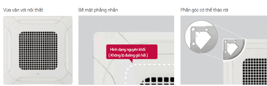 Điều hòa âm trần LG 1 chiều 28000BTU Inverter ATNQ30GNLE7 6 Điều hòa âm trần LG 28.000BTU ATNQ30GNLE7 có thiết kế nhỏ gọn, mặt nạ cá tính