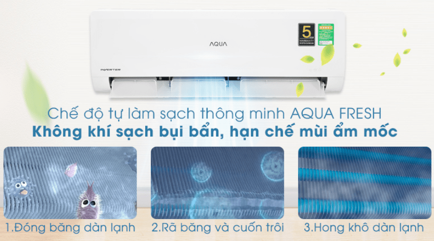 3. Công nghệ tự làm sạch 3 bước AQUA FRESH giúp hạn chế nấm mốc, bụi bẩn
