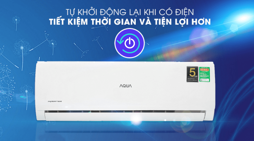 Điều hoà Aqua Inverter 1.5 HP AQA-KCRV13TK 14 11. Chức năng tự khởi động lại khi có điện tiện lợi, máy ghi nhớ chương trình