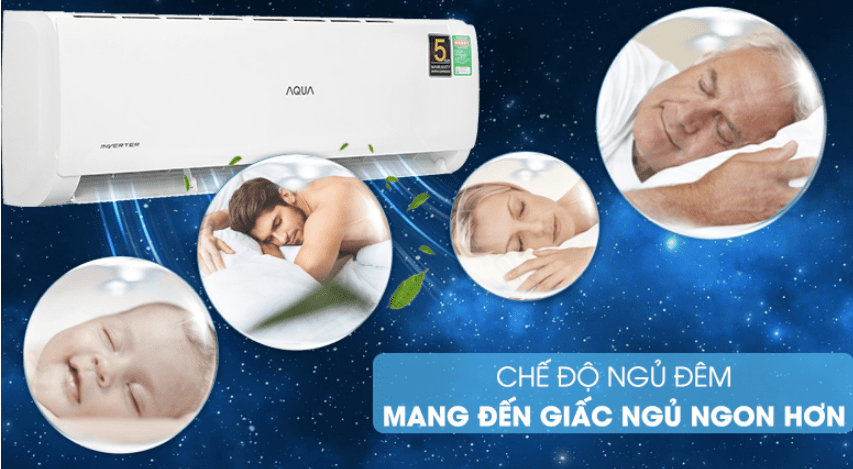 Điều hoà Aqua Inverter 1.5 HP AQA-KCRV13TK 15 12. Chế độ ngủ đêm Sleep giúp người dùng ngủ ngon và sâu giấc