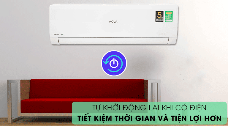 Điều hoà Aqua Inverter 1.5 HP AQA-KCRV13WNZA 15 12. Tính năng tự khởi động lại khi có điện, và ghi nhớ chương trình trước đó