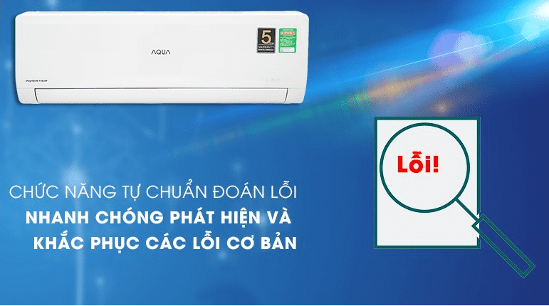 Điều hoà Aqua Inverter 1.5 HP AQA-KCRV13WNZA 9 6. Chế độ tự chuẩn đoán lỗi giúp sớm phát hiện và khắc phục sự cố