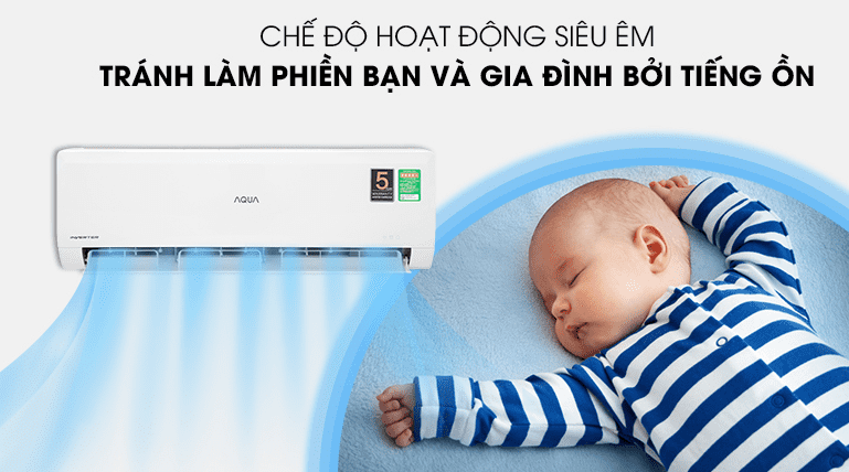 Điều hoà Aqua Inverter 1.5 HP AQA-KCRV13WNZA 12 9. Tính năng hoạt động siêu êm hữu ích người dùng