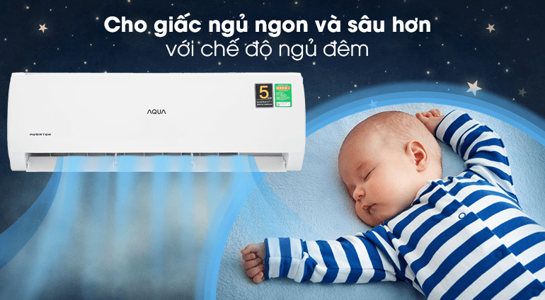 Điều hòa AQUA 2HP Inverter AQA-KCRV18TK 11 10. Chế độ ngủ đêm cho giấc ngủ ngon và sâu hơn