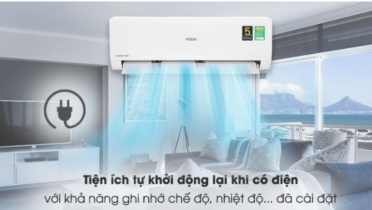 Điều hòa AQUA Inverter 1 HP AQA-KCRV10XAW 9 6. AQA-KCRV10XAW | Tính năng tự khởi động lại, ghi nhớ chương trình trước đó tiện ích