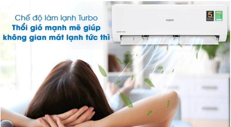 Điều hòa AQUA Inverter 1 HP AQA-KCRV10XAW 11 8. AQA-KCRV10XAW | Tính năng làm lạnh nhanh Turbo