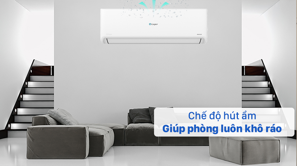 Điều hòa Casper 12000BTU MC-12IS33 1 chiều inverter 12 Chế độ hút ẩm cho không khí khô thoáng