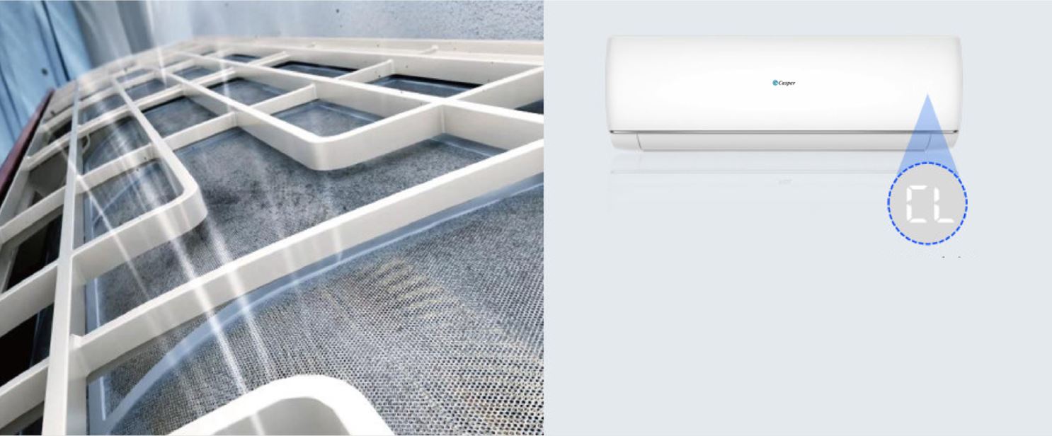Cảnh báo làm sạch lưới lọc giúp tăng tuổi thọ điều hoà Casper