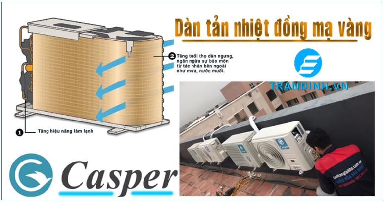 Điều hòa Casper có tốt không ? Có tiết kiệm điện không ? 19 Dàn tản nhiệt bằng được mạ vàng