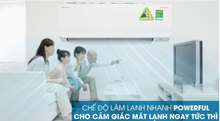 11. Máy lạnh Daikin FTF25UV1V cho bạn cảm giác mát lạnh tức thì với chế độ làm lạnh nhanh Powerful