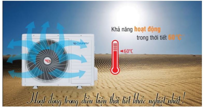Điều hòa Dairry DR24-KC 1 chiều 24000BTU 14 11. Dàn máy lạnh Dairry DR24-KC hoạt động bền bỉ bất chấp điều kiện thời tiết khắc nghiệt