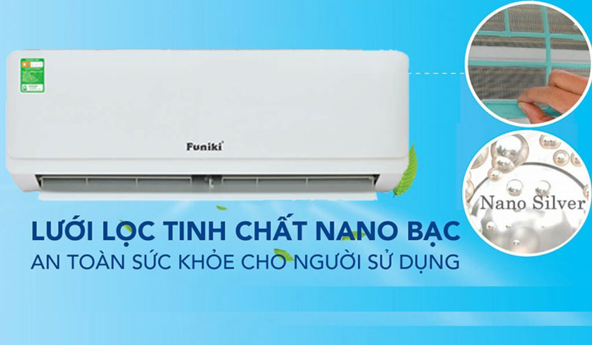 Điều hòa Funiki 2 chiều 18000BTU HSH18TMU 8 Máy lạnh Funiki có cấu tạo lưới lọc thông minh với tinh chất nano bạc
