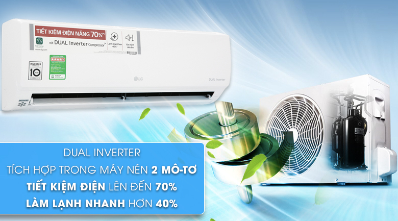Công nghệ Dual Inverter của máy lạnh LG giúp tiết kiệm 70% điện năng tiêu thụ