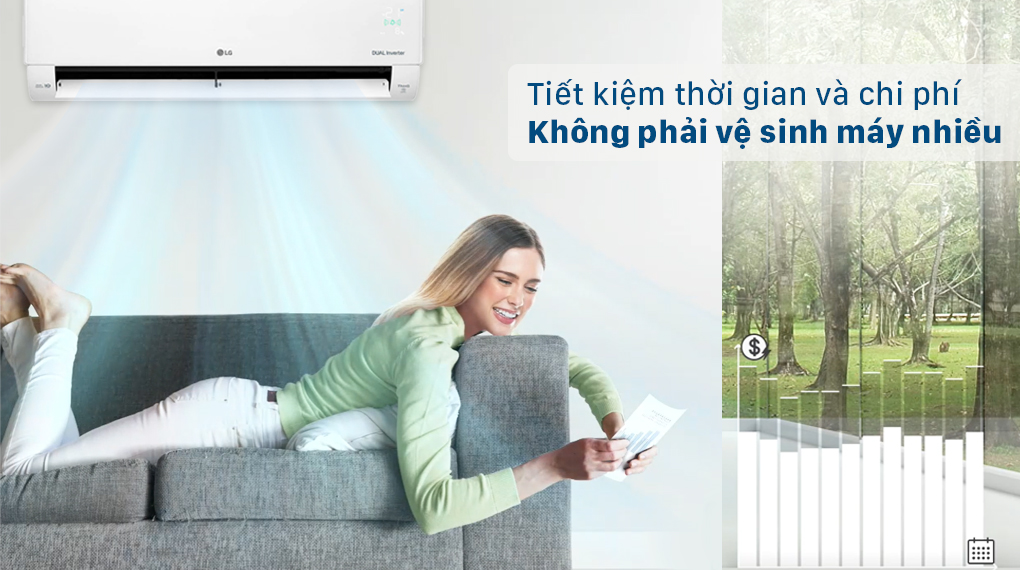 Điều hòa LG 12000BTU V13APH2 1 chiều inverter 9 Tiện lợi với tính năng tự làm sạch Auto Cleaning của điều hoà LG V10APH2