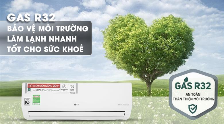 Điều hòa LG 12000BTU V13APH2 1 chiều inverter 10 Bảo vệ môi trường và sức khỏe với môi chất làm lạnh thế hệ mới R32