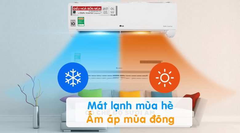 Điều hòa LG 9000 BTU B10API 2 chiều inverter 7 Máy lạnh LG B10API mang đến không gian mát lạnh tức thì / sưởi ấm hiệu quả chỉ trong 3 phút