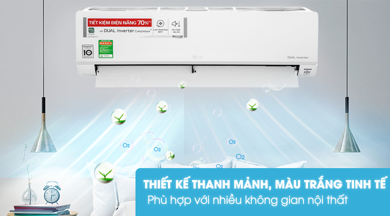 Điều hòa LG 9000 BTU B10API 2 chiều inverter 6 Chiếc máy lạnh LG inverter B10API sở hữu thiết kế đẹp mắt cùng những đường cong tinh tế, Với gam màu trắng sang trọng có thể làm nổi bật thêm không gian nội thất của mọi gia đình.