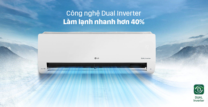 Điều hòa LG 9000BTU V10APH2 1 chiều inverter 6 Máy lạnh LG V10APH2 trang bị công nghệ Dual Inverter tiết kiệm điện tối ưu cho gia đình