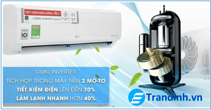 Điều hòa LG có tốn ĐIỆN không ? Công nghệ tiết kiệm điện ? 1 Điều hòa LG sở hữu công nghệ Dual Inverter tiết kiệm điện