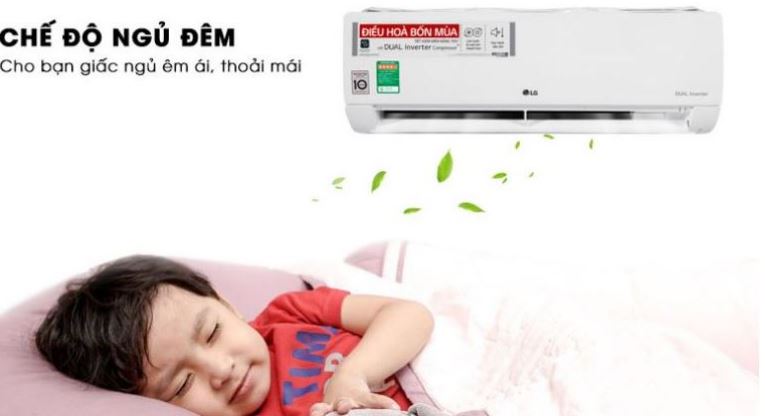 Điều hòa LG V10APFUV 9000BTU 1 chiều inverter UVnano 8 3. Điều hòa LG V10APFUV 2021 có chế độ ngủ đêm mang lại giấc ngủ ngon và sâu hơn
