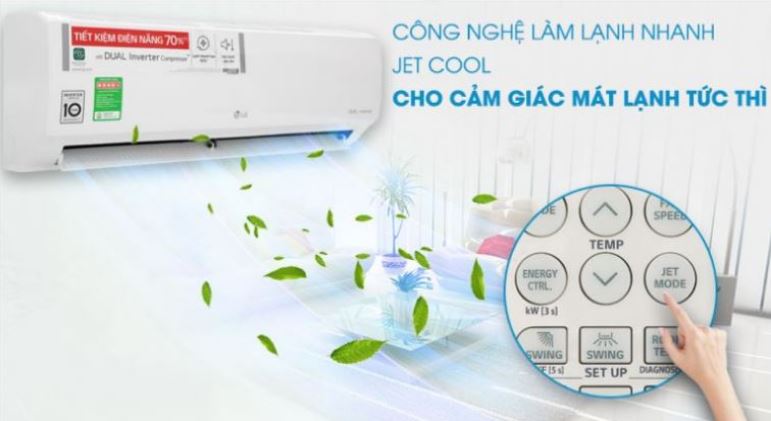 Điều hòa LG V10APFUV 9000BTU 1 chiều inverter UVnano 9 4. Máy lạnh inverter LG V10APFUV sở hữu công nghệ Jet Cool làm lạnh nhanh