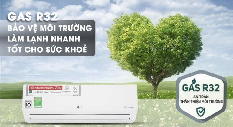 4. Điều hòa inveter LG V24API1 sử dụng Gas R32 - an toàn cho sức khỏe