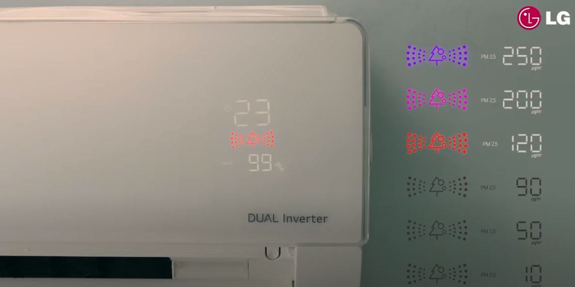 3. Máy lạnh LG V13APFUV sở hữu hệ thống đèn báo cảm biến 6 màu