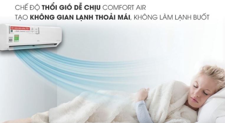 7. Điều hòa LG V13ENS1 nhập khẩu có chế độ thổi gió dễ chịu Comfort Air