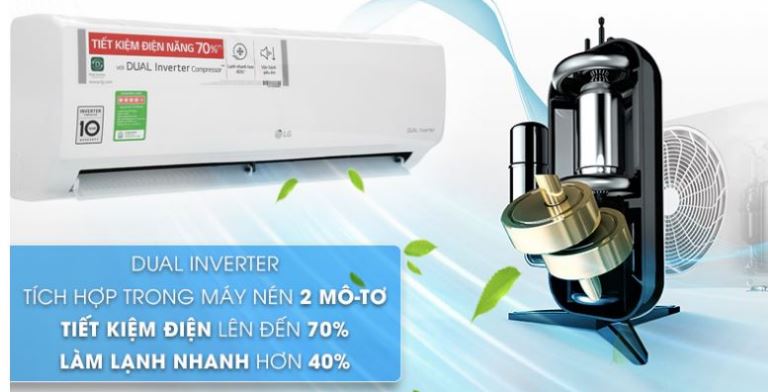 6. Máy lạnh LG giá rẻ sử dụng công nghệ Dual Inverter tiết kiệm điện