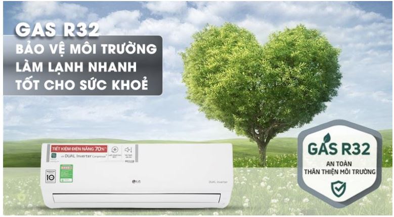 3. Điều hòa giá rẻ LG V18API1 sử dụng Gas R32 - an toàn cho sức khỏe
