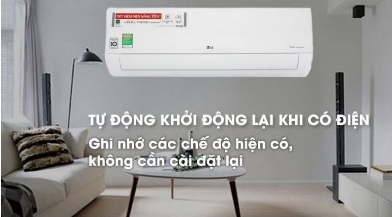 7. Điều hòa 1 chiều LG 2021có chức năng tự khởi động lại khi có điện