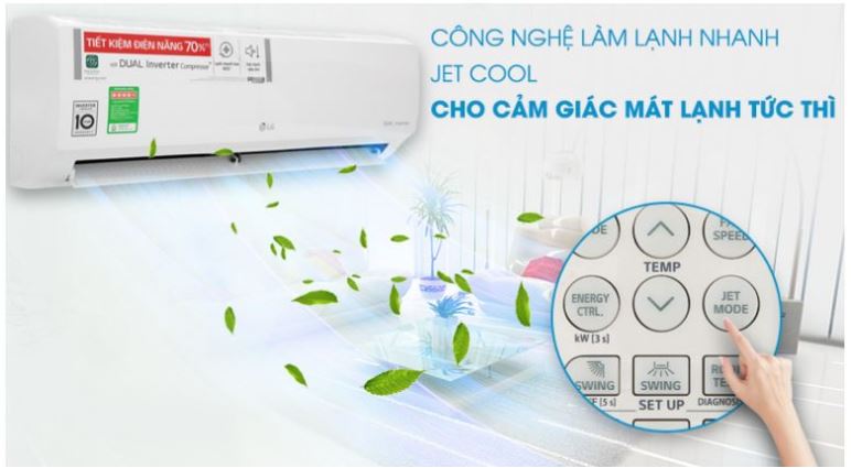 5. Máy lạnh LG V18API1 sở hữu công nghệ Jet Cool làm lạnh nhanh