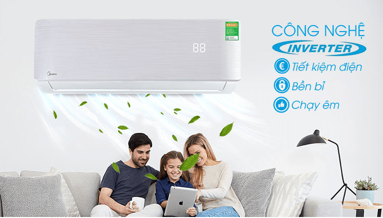 Điều hoà Midea Inverter 1 HP MSAB-10CRDN8 8 4. Công nghệ Inverter Quattro tiết kiệm điện năng hiệu quả