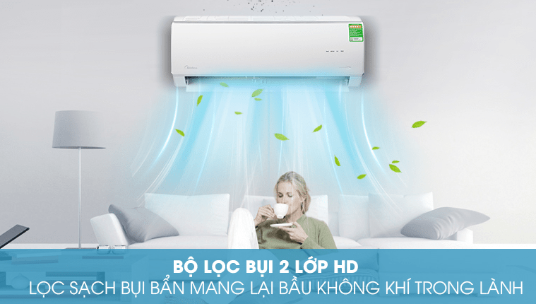 5. Bộ lọc 2 lớp HD giúp căn phòng thoáng đãng, trong lành không khí