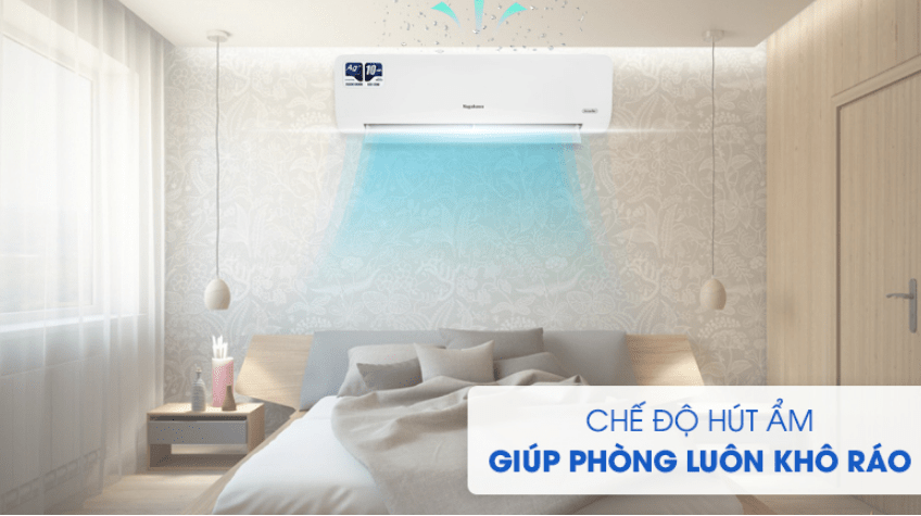 Điều hoà Nagakawa Inverter 1 HP NIS-C09R2H10 16 12. Chế độ hút ẩm thông minh giúp căn phòng thoáng đãng, sạch sẽ