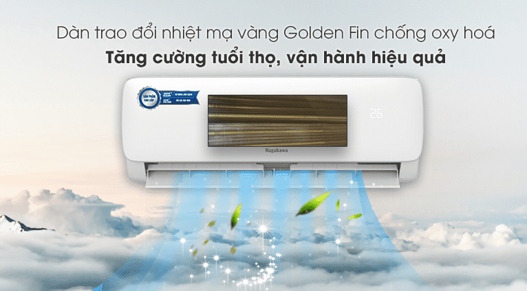 6. Dàn trao đổi nhiệt mạ vàng Golden Fin nâng cao tuổi thọ máy lạnh Nagakawa NS-C12R2M09