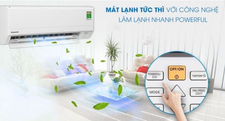Panasonic giúp mát lạnh tức thì với chế độ làm lạnh cực nhanh Powerful