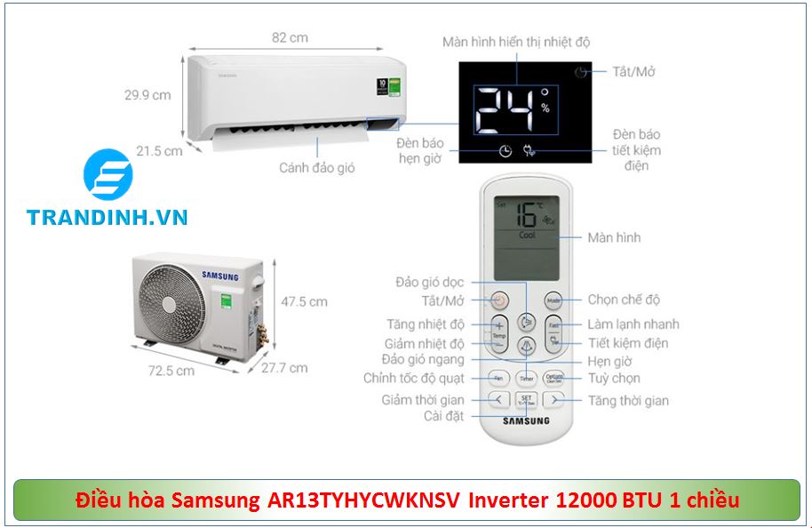 1. Tổng quan Điều hòa Samsung AR13TYHYCWKNSV 12000 BTU 1 chiều Inverter 