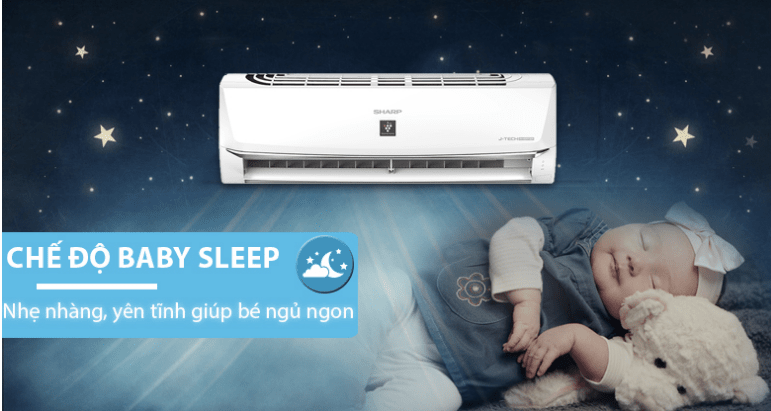 9. AH-XP10WHW | Máy lạnh 9000BTU Sharp có chế độ Baby Sleep cho hơi lạnh nhẹ nhàng, yên tĩnh giúp bé ngủ ngon