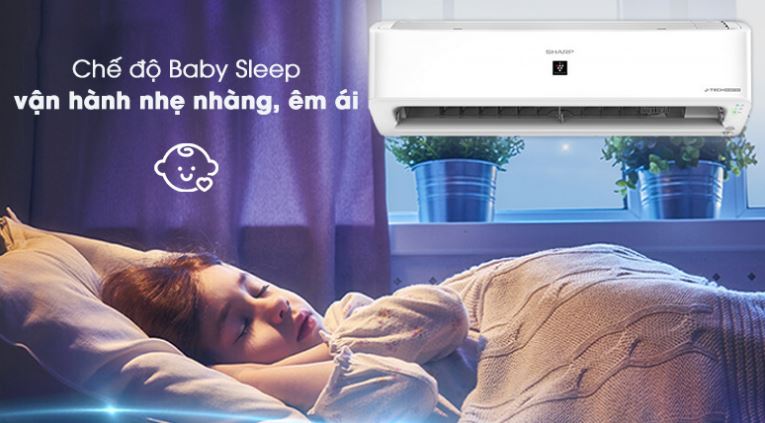 6. Máy lạnh Sharp AH XP10YMW giúp mang lại giấc ngủ ngon với chế độ Baby Sleep