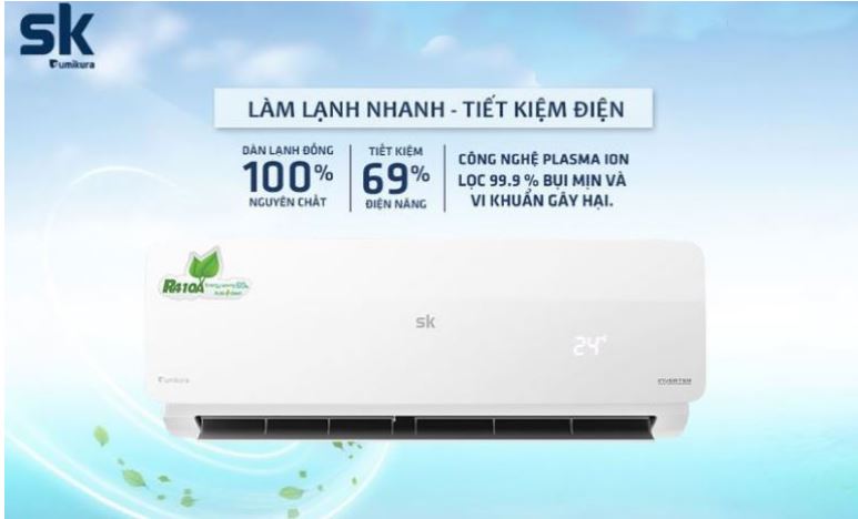 Điều hòa Sumikura APS/APO-H240DC 24000BTU 2 chiều Inverter 9 Điều hòa inverter Sumikura APO-H240DC 2 chiều làm mát siêu tốc cho cảm giác mát lạnh ngay