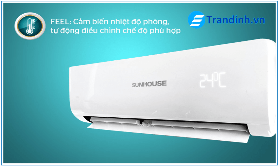 Điều hòa Sunhouse có TỐT KHÔNG ? Đánh giá CHI TIẾT NHẤT 9 Cảm biến nhiệt độ phòng tự động điều chỉnh nhiệt độ phù hợp, đảm bảo sức khỏe, tiết kiệm điện